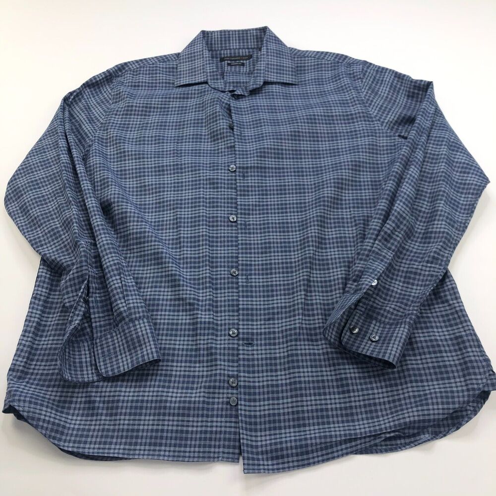 John Varvatos 17L TALL (18.5/19-36.5) USA Long Sleeve Check Plaid Dress Shirt